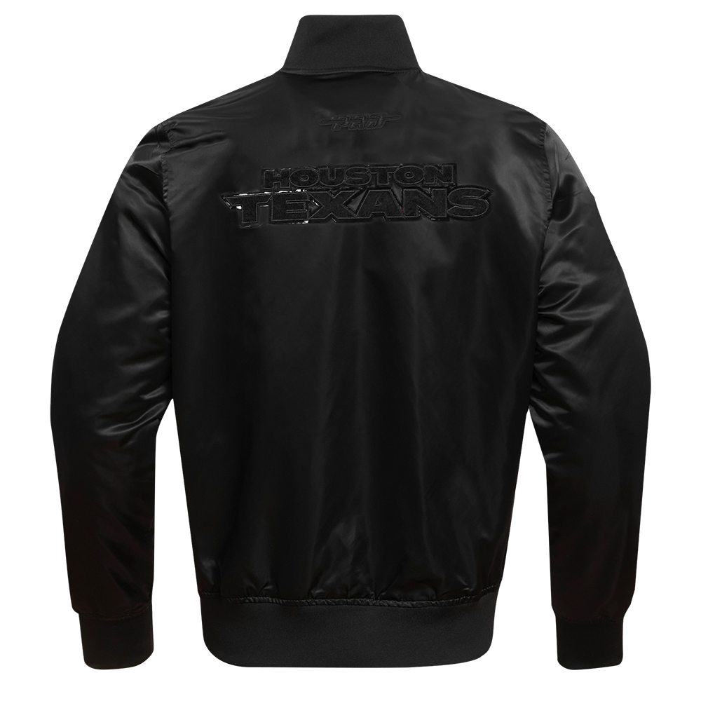 NFL HOUSTON TEXANS TRIPLE BLACK MEN'S SATIN JACKET (BLACK MEN'S)