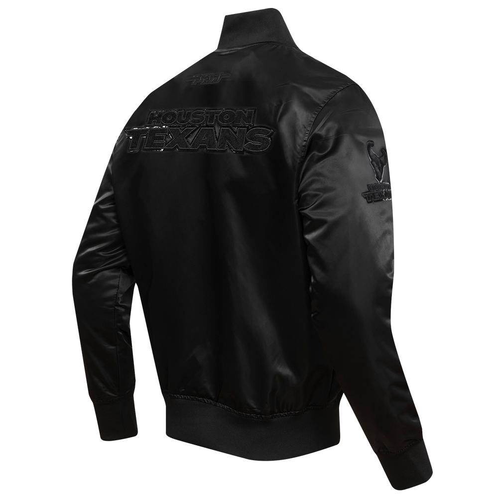 NFL HOUSTON TEXANS TRIPLE BLACK MEN'S SATIN JACKET (BLACK MEN'S)