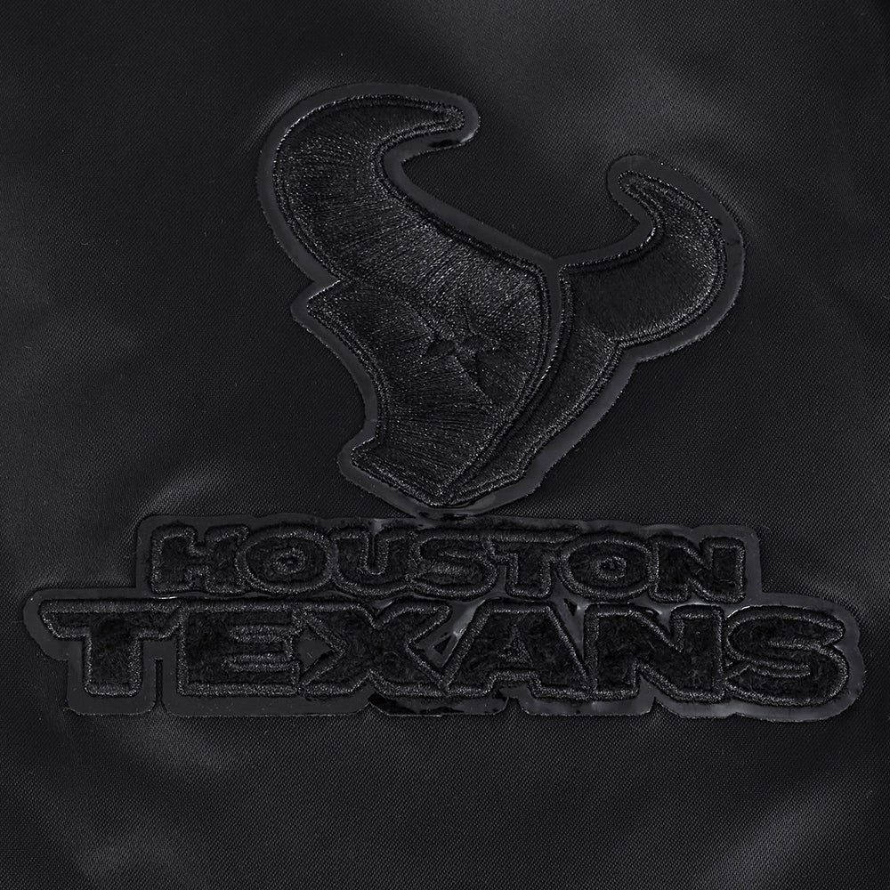 NFL HOUSTON TEXANS TRIPLE BLACK MEN'S SATIN JACKET (BLACK MEN'S)