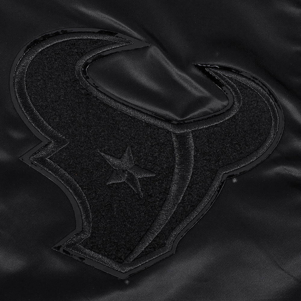NFL HOUSTON TEXANS TRIPLE BLACK MEN'S SATIN JACKET (BLACK MEN'S)