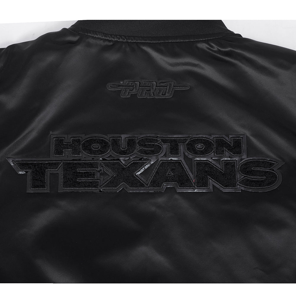 NFL HOUSTON TEXANS TRIPLE BLACK MEN'S SATIN JACKET (BLACK MEN'S)