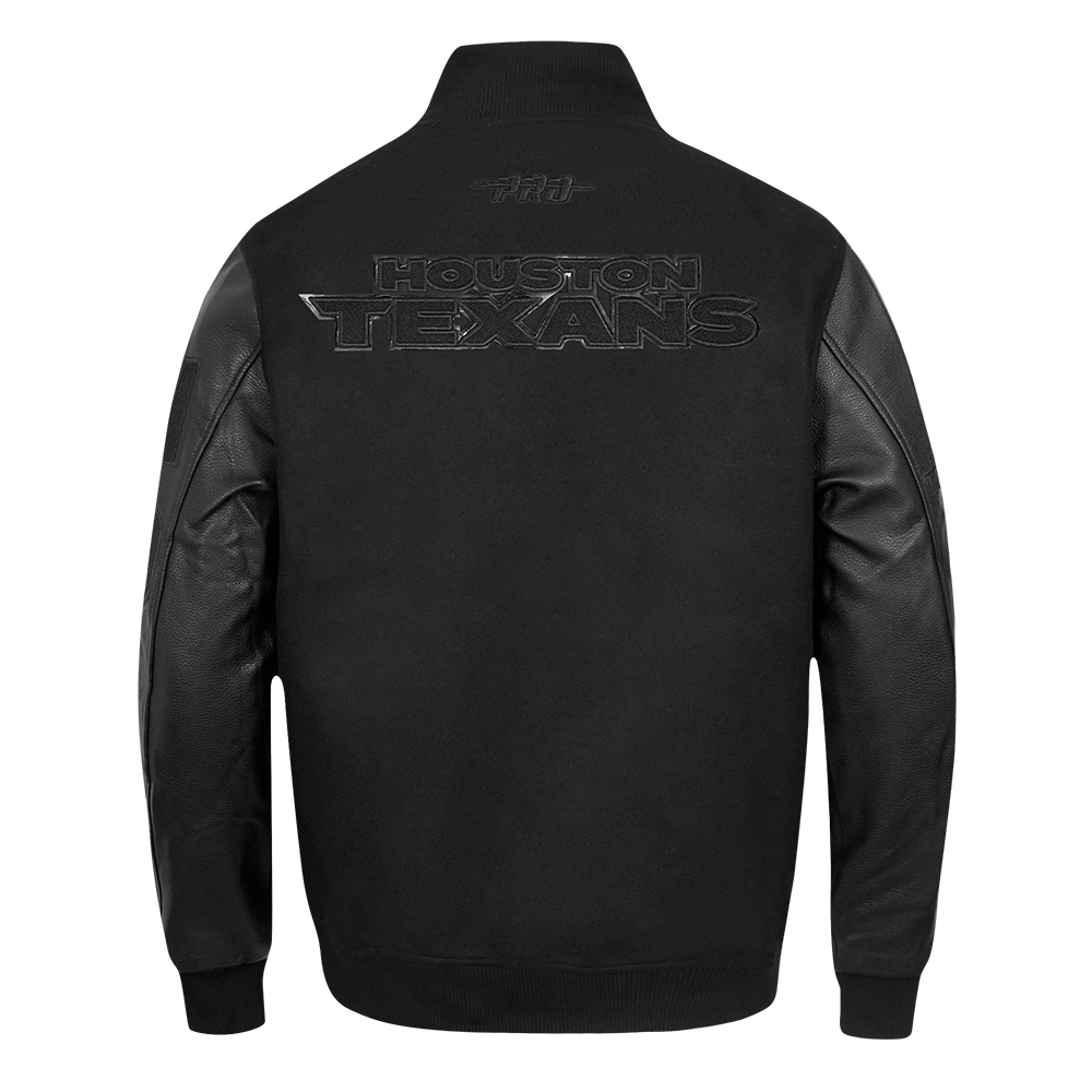NFL HOUSTON TEXANS TRIPLE BLACK BLOUSON COLLÉGIAL EN LAINE POUR HOMME (NOIR DE JAIS HOMME)