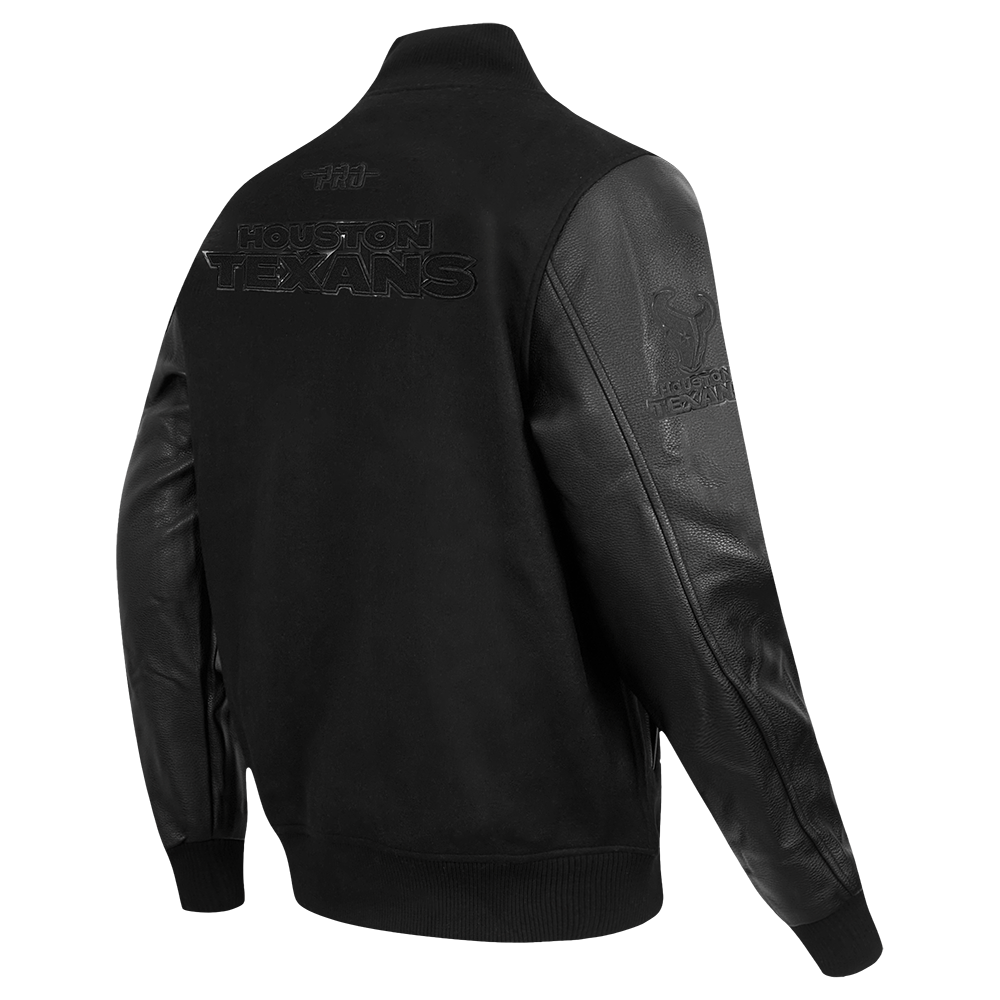NFL HOUSTON TEXANS TRIPLE BLACK BLOUSON COLLÉGIAL EN LAINE POUR HOMME (NOIR DE JAIS HOMME)
