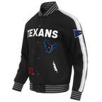 NFL HOUSTON TEXANS BLOUSON PRO GAME DAY EN MAILLE DOUBLE POUR HOMME (NOIR/ARGENT/BLANC)