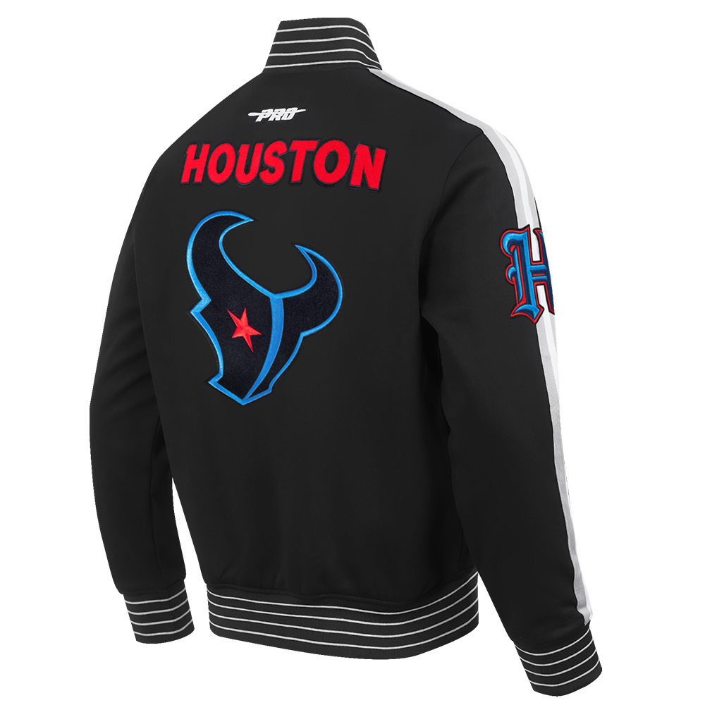 NFL HOUSTON TEXANS BLOUSON PRO GAME DAY EN MAILLE DOUBLE POUR HOMME (NOIR/ARGENT/BLANC)