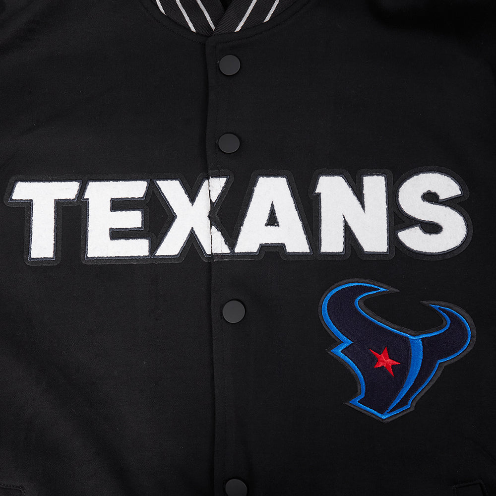 NFL HOUSTON TEXANS BLOUSON PRO GAME DAY EN MAILLE DOUBLE POUR HOMME (NOIR/ARGENT/BLANC)