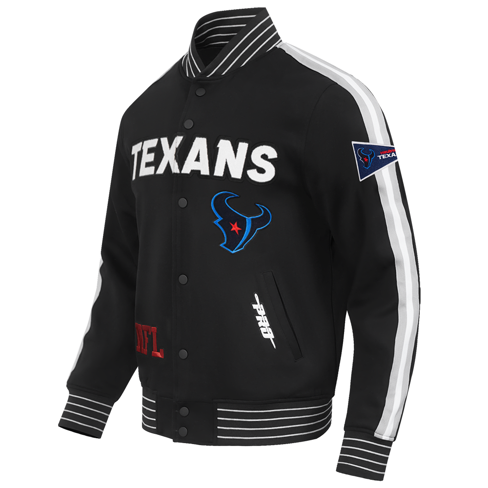 NFL HOUSTON TEXANS BLOUSON PRO GAME DAY EN MAILLE DOUBLE POUR HOMME (NOIR/ARGENT/BLANC)