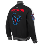 NFL HOUSTON TEXANS BLOUSON PRO GAME DAY EN MAILLE DOUBLE POUR HOMME (NOIR/ARGENT/BLANC)