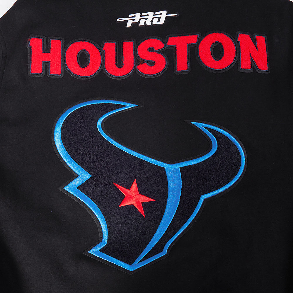 NFL HOUSTON TEXANS BLOUSON PRO GAME DAY EN MAILLE DOUBLE POUR HOMME (NOIR/ARGENT/BLANC)