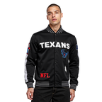 NFL HOUSTON TEXANS BLOUSON PRO GAME DAY EN MAILLE DOUBLE POUR HOMME (NOIR/ARGENT/BLANC)