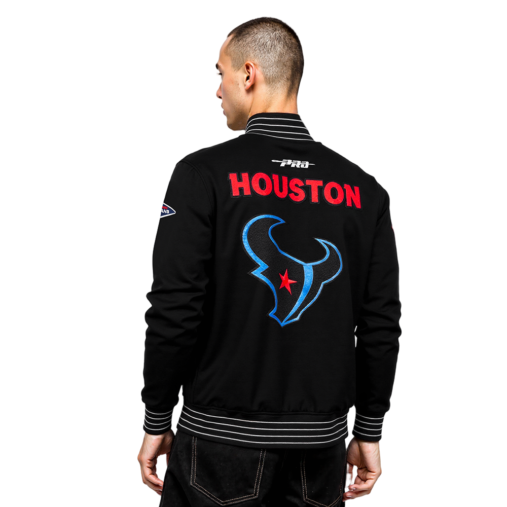 NFL HOUSTON TEXANS PRO GAME DAY MEN'S DBL KNIT JACKET (BLACK/SILVER/WHITE)
