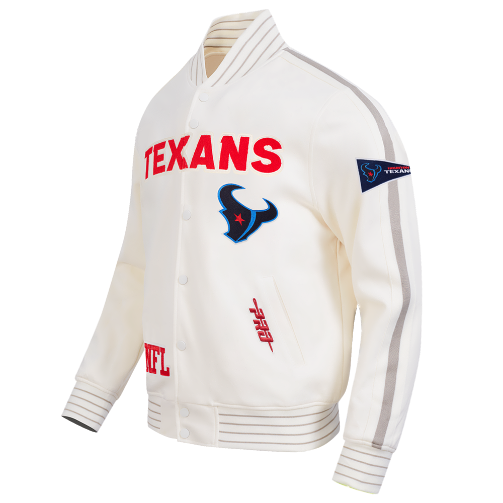 NFL HOUSTON TEXANS BLOUSON PRO GAME DAY EN MAILLE DOUBLE POUR HOMME (COQUILLE D'ŒUF/TAUPE/COQUILLE D'ŒUF)