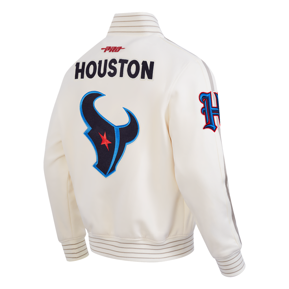 NFL HOUSTON TEXANS BLOUSON PRO GAME DAY EN MAILLE DOUBLE POUR HOMME (COQUILLE D'ŒUF/TAUPE/COQUILLE D'ŒUF)