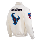 NFL HOUSTON TEXANS BLOUSON PRO GAME DAY EN MAILLE DOUBLE POUR HOMME (COQUILLE D'ŒUF/TAUPE/COQUILLE D'ŒUF)
