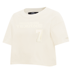 NFL HOUSTON TEXANS CJ STROUD #7 NEUTRAL T-SHIRT EN JERSEY SIMPLE À COUPE CARRÉE POUR FEMME (COQUILLE D'ŒUF)