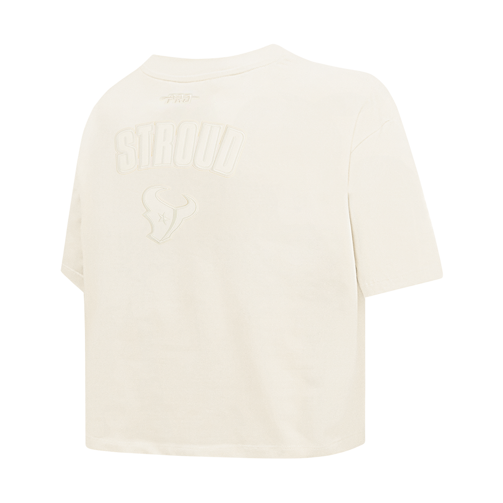 NFL HOUSTON TEXANS CJ STROUD #7 NEUTRAL T-SHIRT EN JERSEY SIMPLE À COUPE CARRÉE POUR FEMME (COQUILLE D'ŒUF)