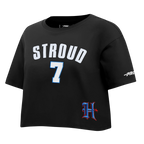 NFL HOUSTON TEXANS CJ STROUD #7 CLASSIC PNN WOMEN'S SJ BOXY TEE (BLACK)