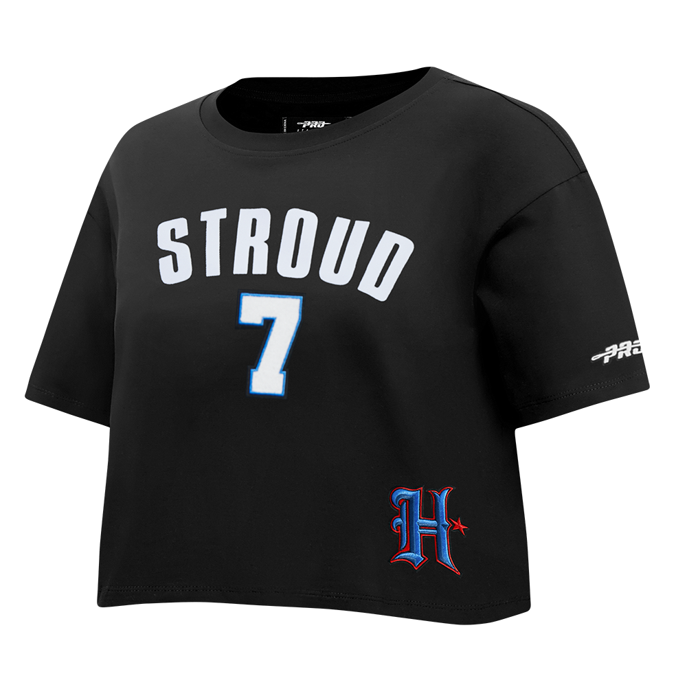 NFL HOUSTON TEXANS CJ STROUD #7 CLASSIC PNN WOMEN'S SJ BOXY TEE (BLACK)