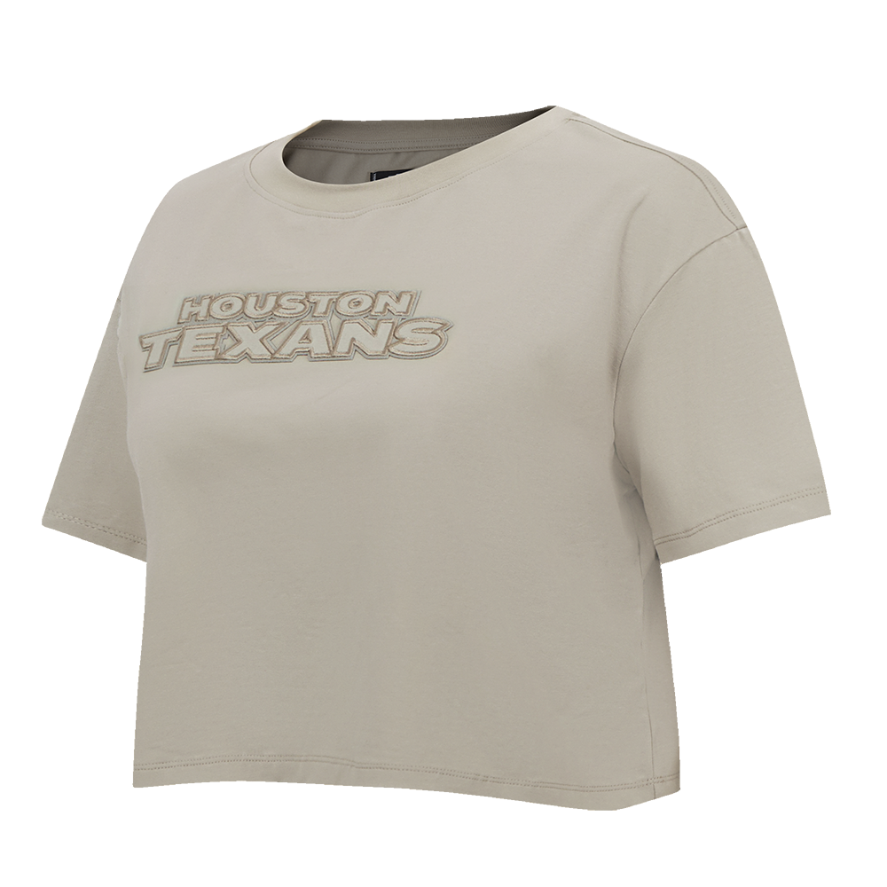 NFL HOUSTON TEXANS NEUTRAL WOMEN'S SINGLE JERSEY BOXY TEE (TAUPE)