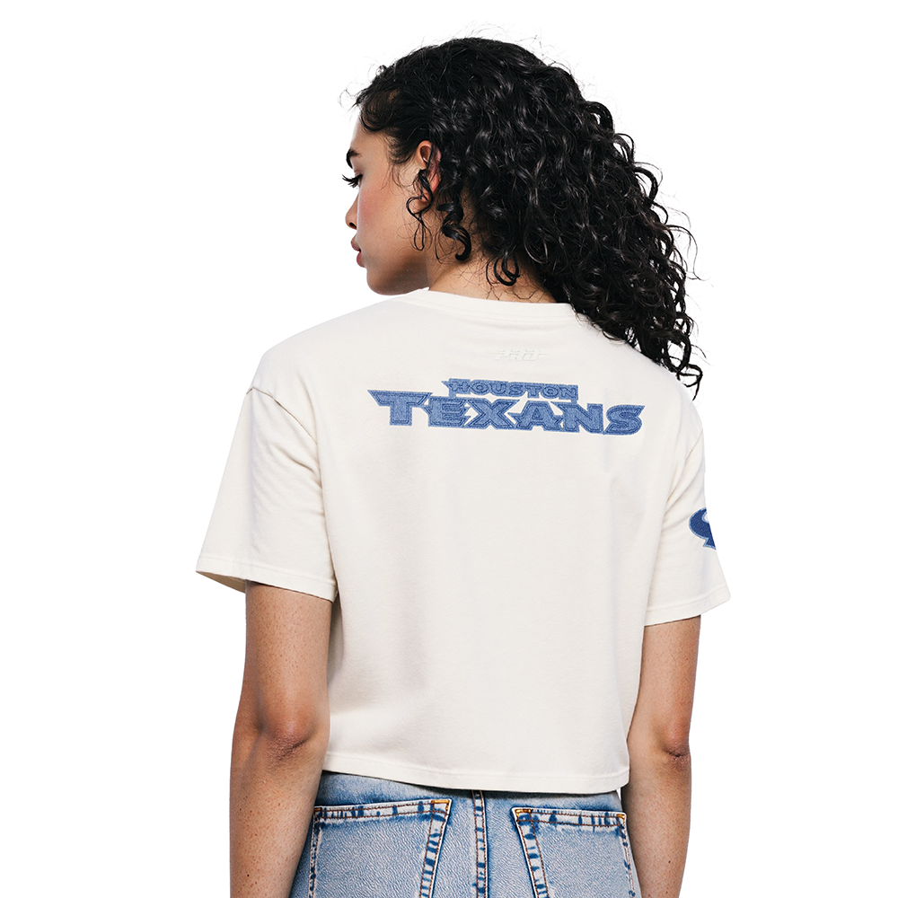 NFL HOUSTON TEXANS VARSITY BLUES WOMEN'S  SJ BOXY TEE (LINEN)