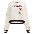 NFL HOUSTON TEXANS RETRO CLASSIC CHANDAIL À COL ROND EN MOLLETON POUR FEMME (COQUILLE D'ŒUF/NOIR)