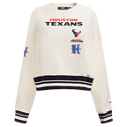 NFL HOUSTON TEXANS RETRO CLASSIC CHANDAIL À COL ROND EN MOLLETON POUR FEMME (COQUILLE D'ŒUF/NOIR)