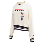 NFL HOUSTON TEXANS RETRO CLASSIC CHANDAIL À COL ROND EN MOLLETON POUR FEMME (COQUILLE D'ŒUF/NOIR)