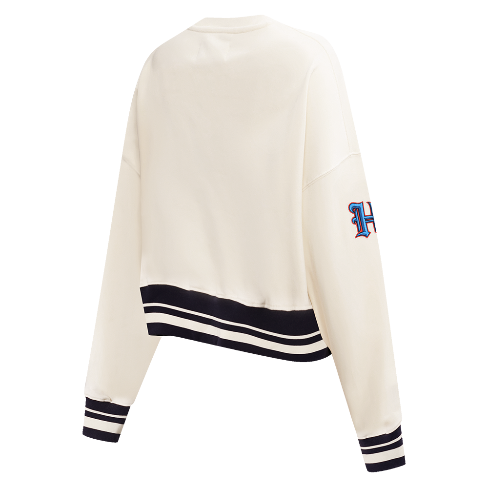 NFL HOUSTON TEXANS RETRO CLASSIC CHANDAIL À COL ROND EN MOLLETON POUR FEMME (COQUILLE D'ŒUF/NOIR)