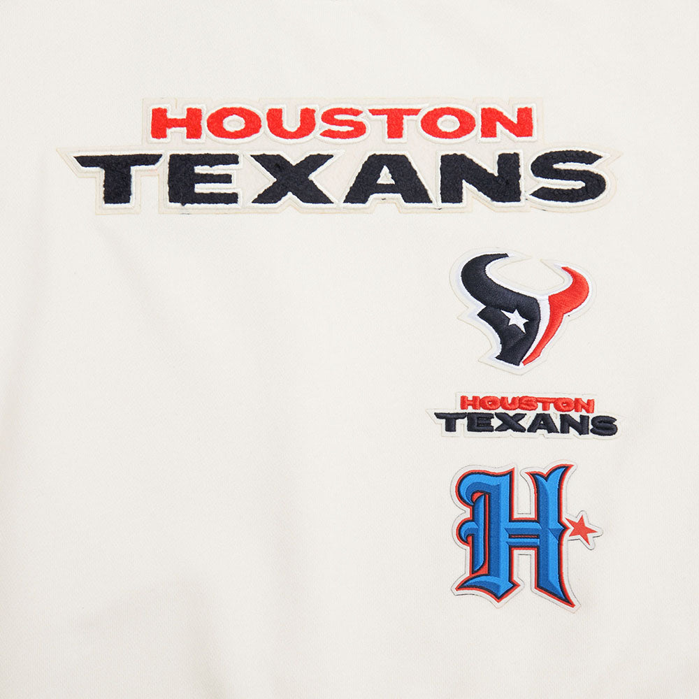 NFL HOUSTON TEXANS RETRO CLASSIC CHANDAIL À COL ROND EN MOLLETON POUR FEMME (COQUILLE D'ŒUF/NOIR)