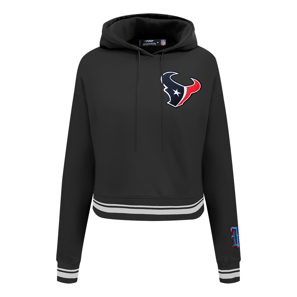 NFL HOUSTON TEXANS MASH UP CHANDAIL À CAPUCHON COURT EN MOLLETON CÔTELÉ POUR FEMME (NOIR)