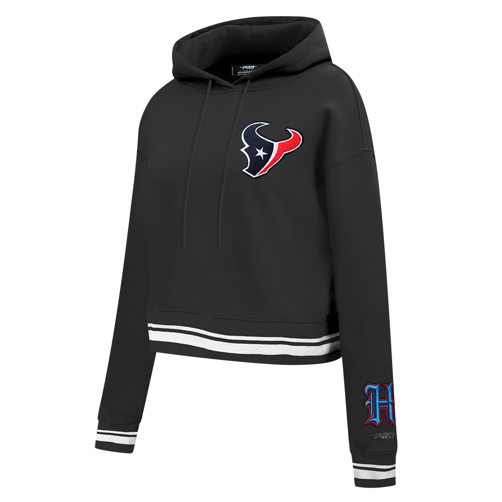 NFL HOUSTON TEXANS MASH UP CHANDAIL À CAPUCHON COURT EN MOLLETON CÔTELÉ POUR FEMME (NOIR)