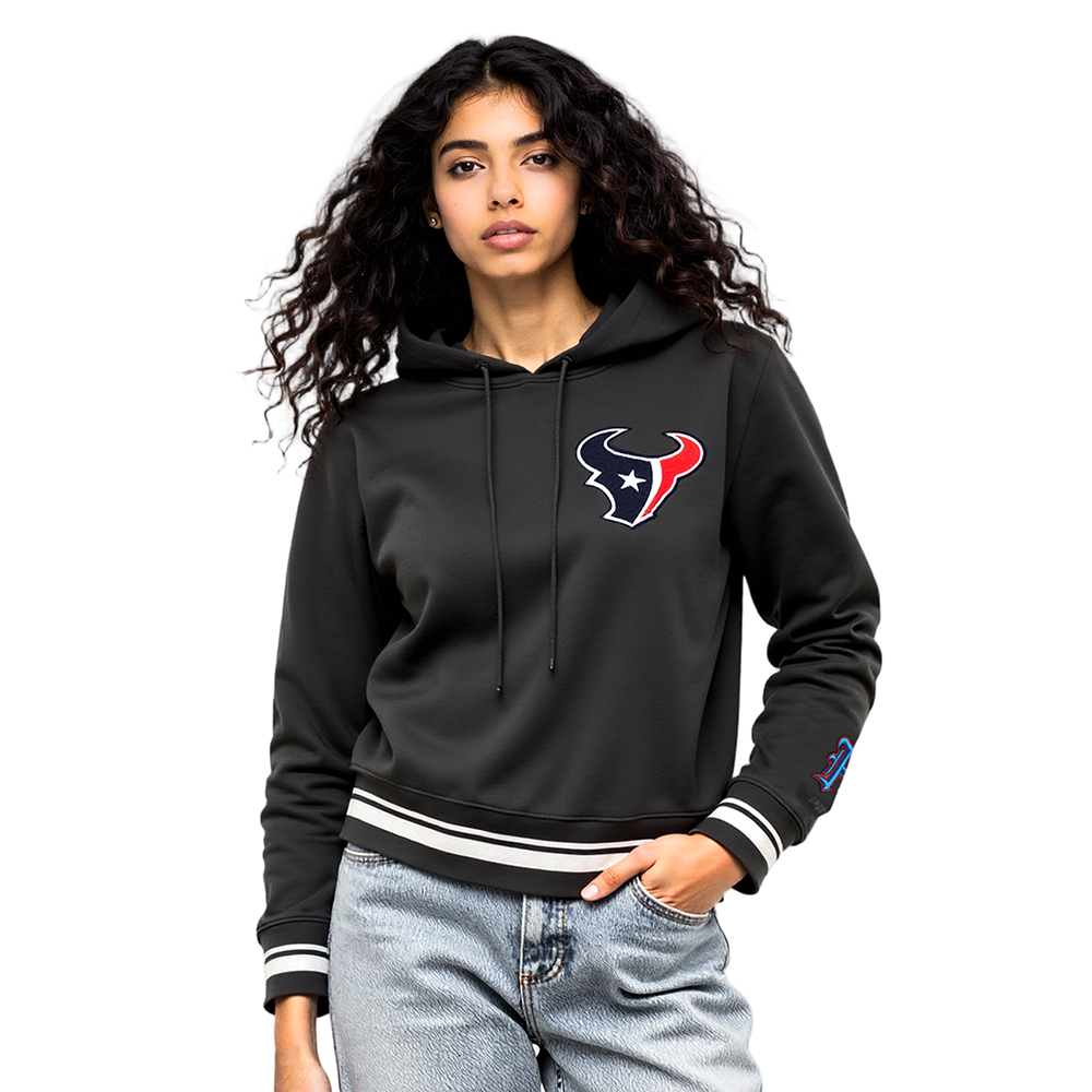 NFL HOUSTON TEXANS MASH UP CHANDAIL À CAPUCHON COURT EN MOLLETON CÔTELÉ POUR FEMME (NOIR)