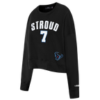 NFL HOUSTON TEXANS CJ STROUD #7 CLASSIC PNN WOMEN'S FLC CREWNECK (BLACK)