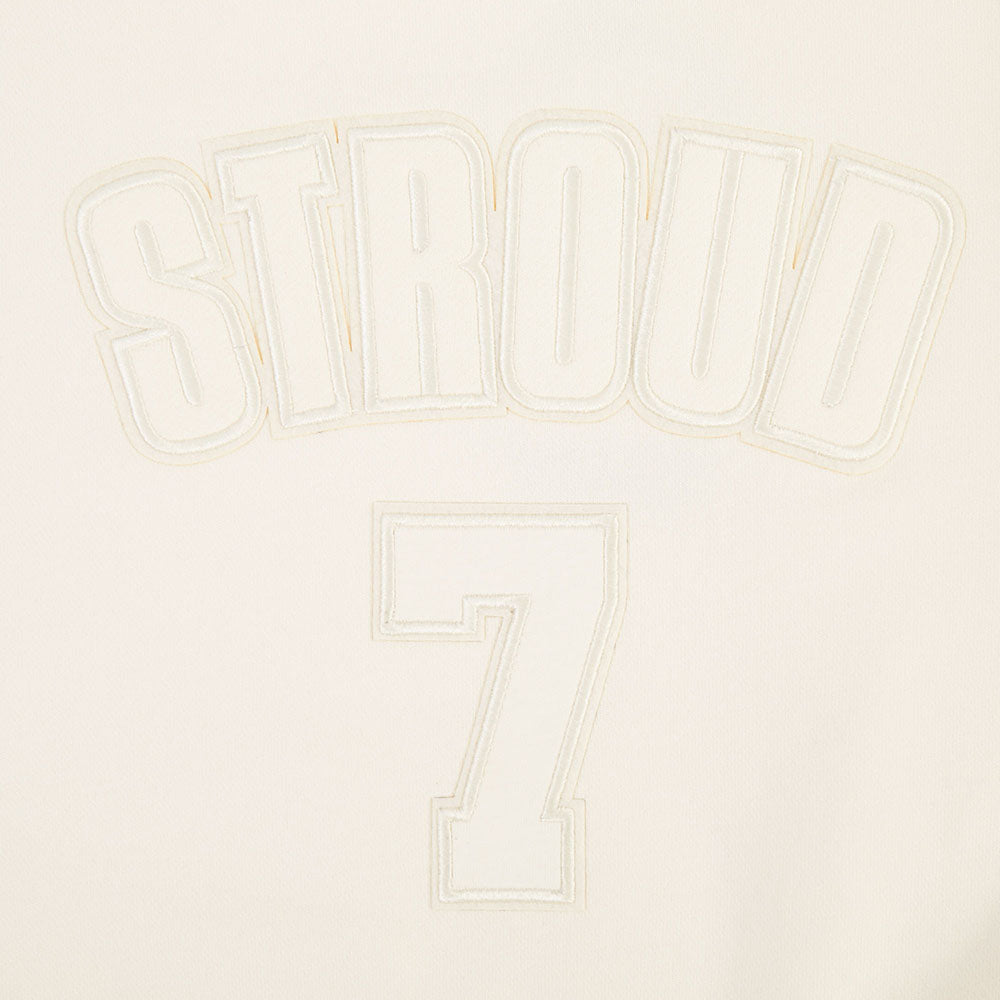 NFL HOUSTON TEXANS CJ STROUD #7 NEUTRAL CHANDAIL À COL ROND EN MOLLETON POUR FEMME (COQUILLE D'ŒUF)