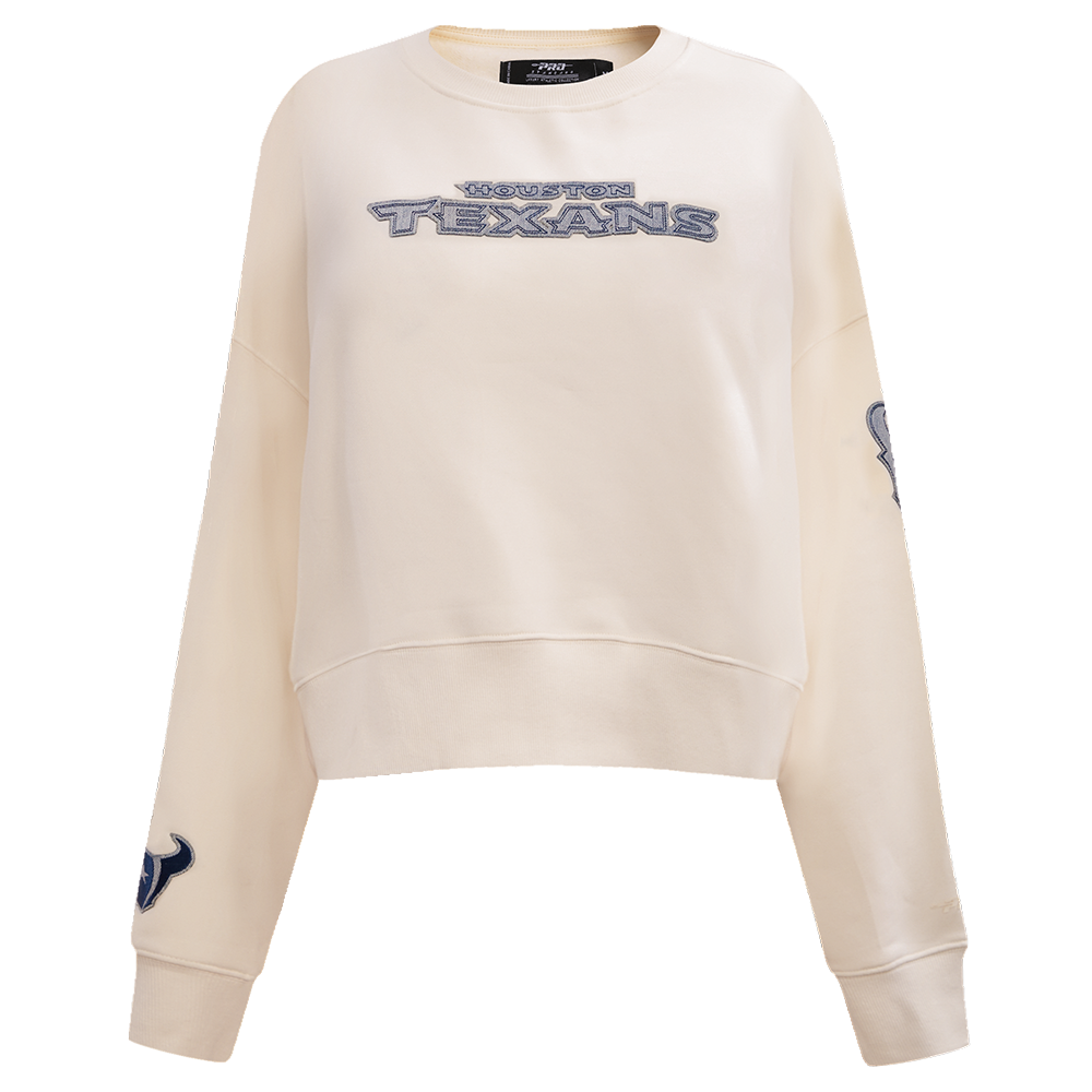 NFL HOUSTON TEXANS VARSITY BLUES WOMEN'S FLC CREWNECK (LINEN)