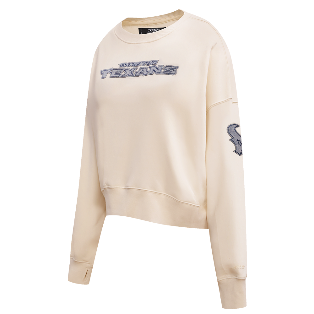 NFL HOUSTON TEXANS VARSITY BLUES WOMEN'S FLC CREWNECK (LINEN)
