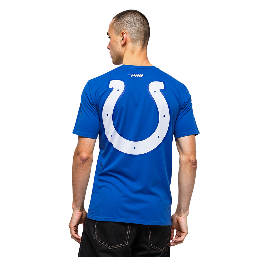 NFL INDIANAPOLIS COLTS CLASSIC MESH T-SHIRT EN JERSEY SIMPLE À RAYURES POUR HOMME (BLEU ROYAL)