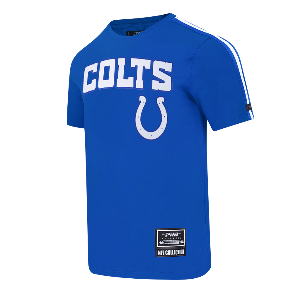 NFL INDIANAPOLIS COLTS CLASSIC MESH T-SHIRT EN JERSEY SIMPLE À RAYURES POUR HOMME (BLEU ROYAL)