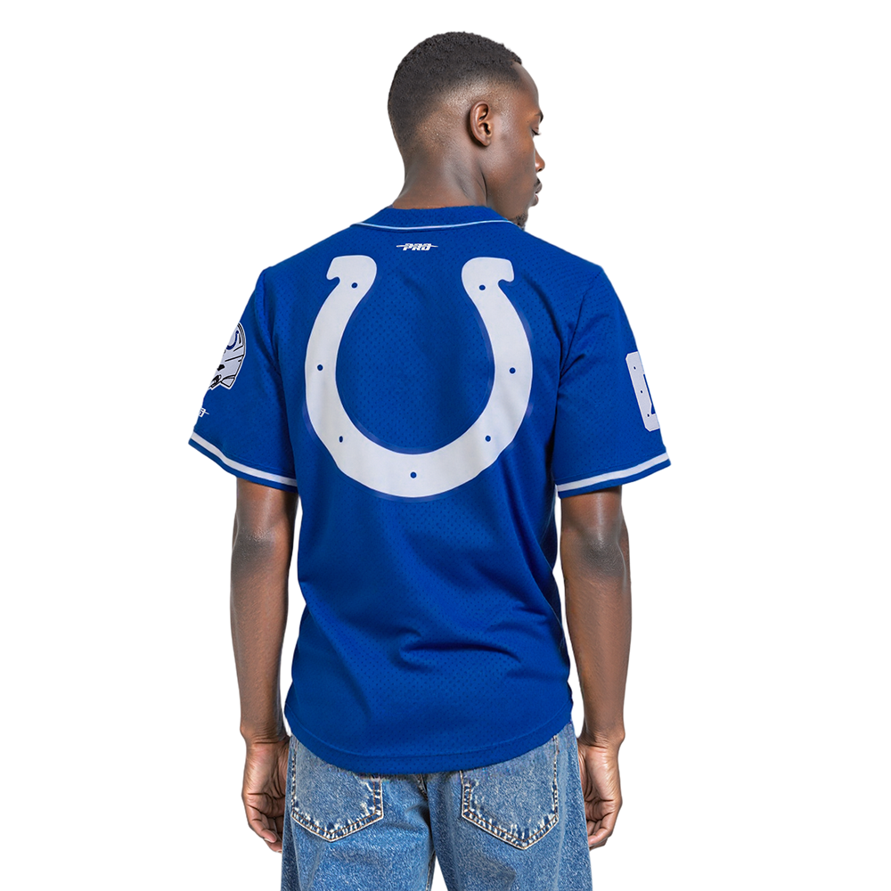 NFL INDIANAPOLIS COLTS CLASSIC MEN'S MESH BUTTON DOWN JERSEY (ROYAL BLUE)