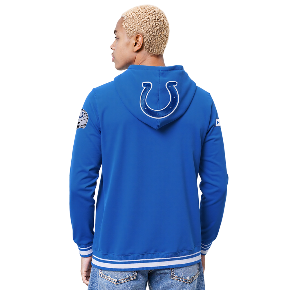 NFL INDIANAPOLIS COLTS SCRIPT TAIL MEN'S RIB FLC PO HOODIE (ROYAL BLUE)