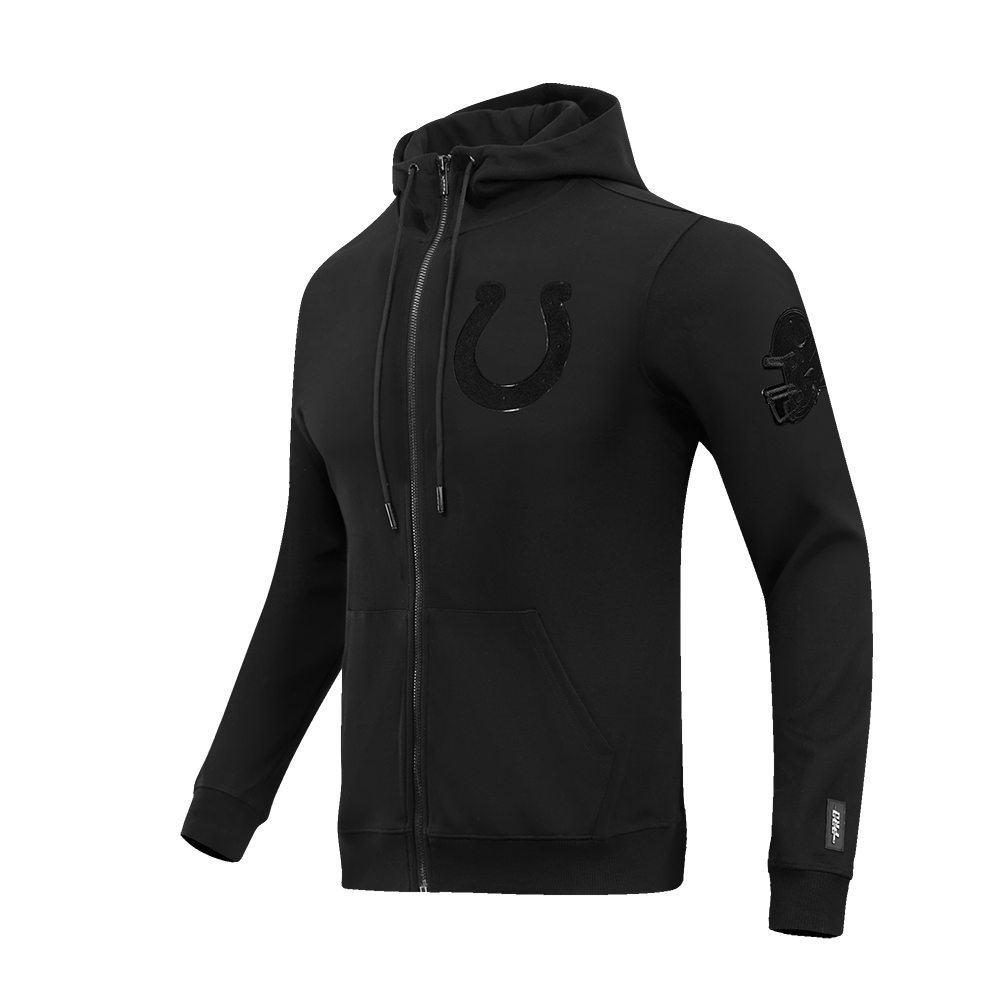 NFL INDIANAPOLIS COLTS TRIPLE BLACK CHANDAIL À CAPUCHON EN MAILLE DOUBLE À GLISSIÈRE POUR HOMME (TRIPLE NOIR)