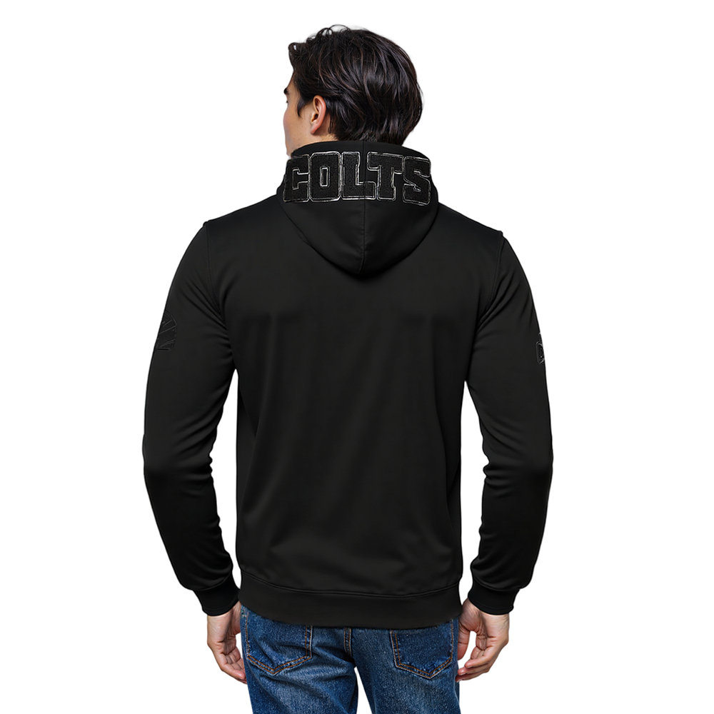 NFL INDIANAPOLIS COLTS TRIPLE BLACK CHANDAIL À CAPUCHON EN MAILLE DOUBLE À GLISSIÈRE POUR HOMME (TRIPLE NOIR)