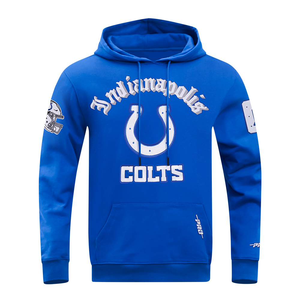 NFL INDIANAPOLIS COLTS OLD ENGLISH CHANDAIL À CAPUCHON EN MOLLETON POUR HOMME (BLEU ROYAL)