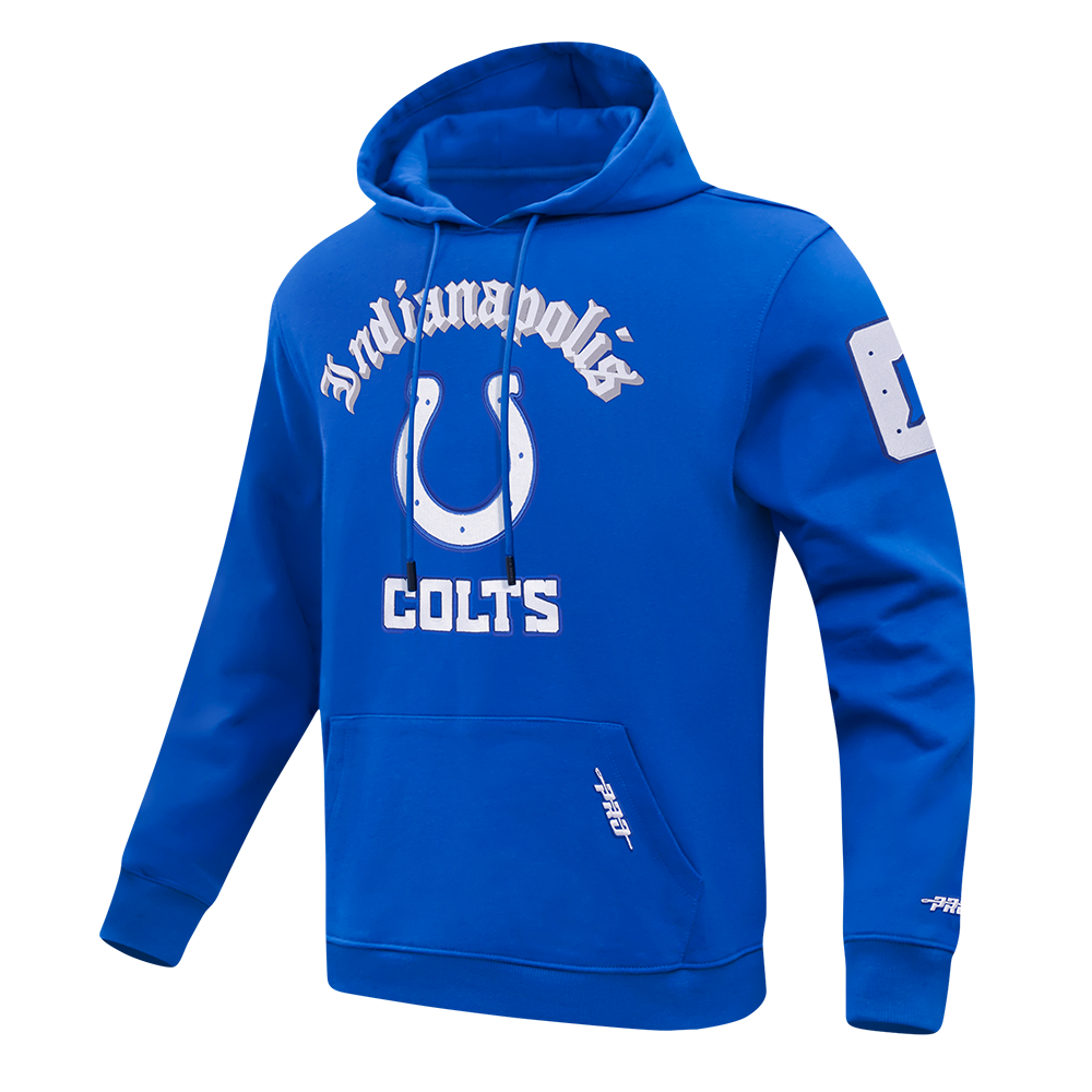 NFL INDIANAPOLIS COLTS OLD ENGLISH CHANDAIL À CAPUCHON EN MOLLETON POUR HOMME (BLEU ROYAL)