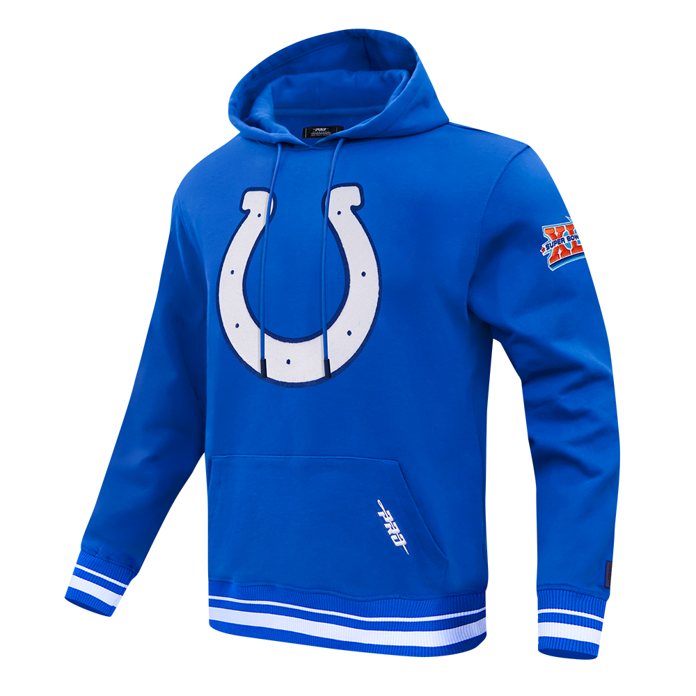 NFL INDIANAPOLIS COLTS MASHUP MEN'S RIB PO HOODIE (ROYAL BLUE)