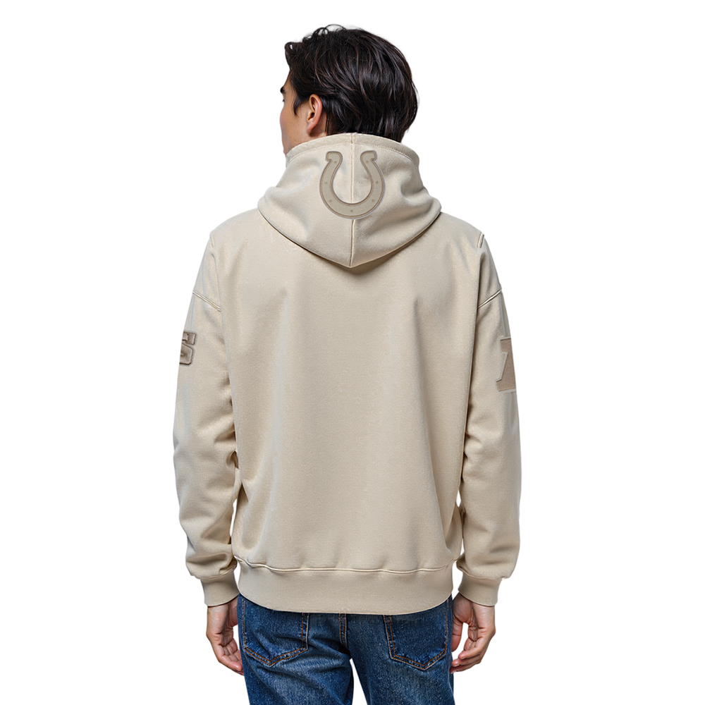 NFL INDIANAPOLIS COLTS NEUTRAL MEN'S DROP  SHOULDER FLC PO HOODIE (TAUPE)
