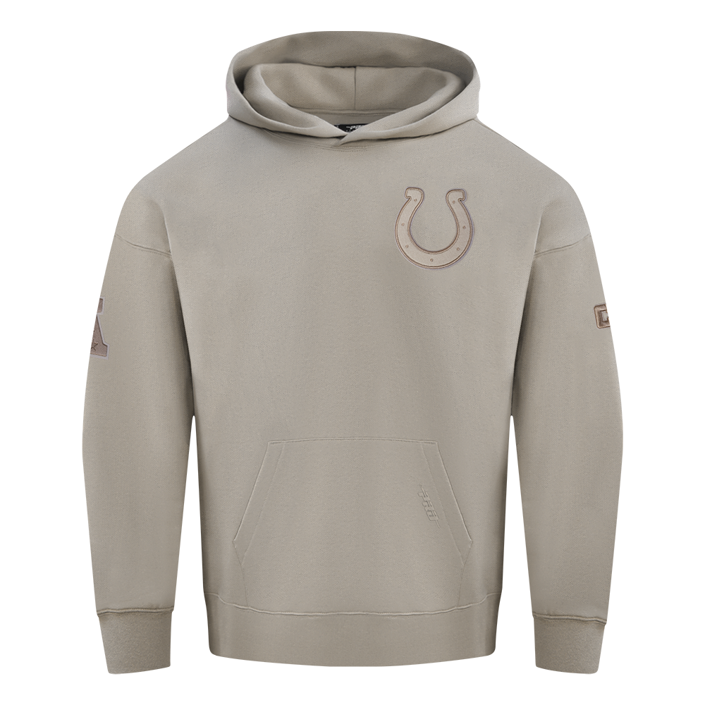NFL INDIANAPOLIS COLTS NEUTRAL MEN'S DROP  SHOULDER FLC PO HOODIE (TAUPE)