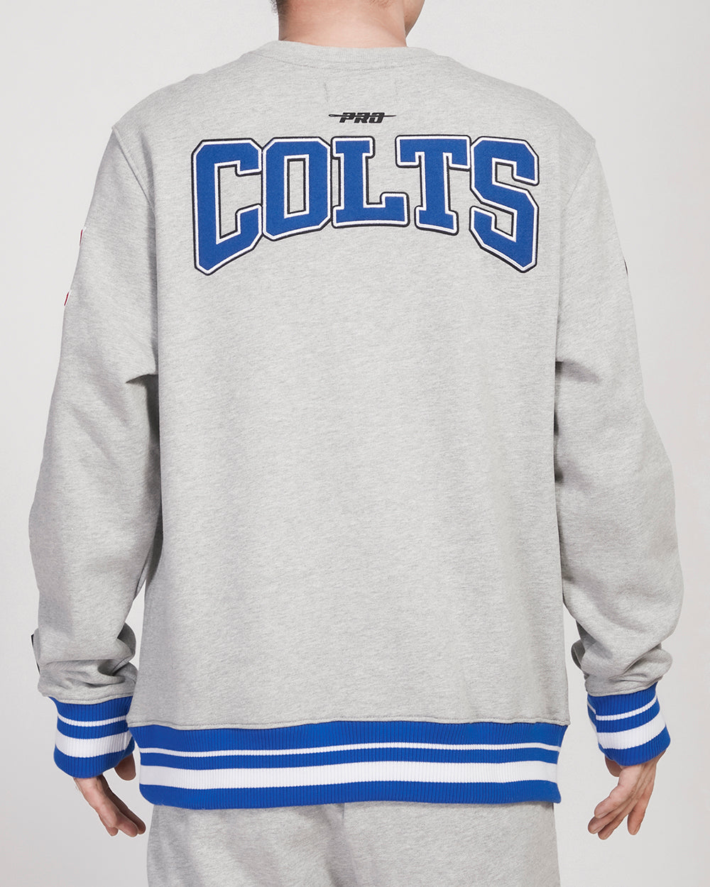 NFL INDIANAPOLIS COLTS CREST EMBLEM MEN'S RIB CREWNECK (HEATHER GREY/ROYAL/ORANGE)