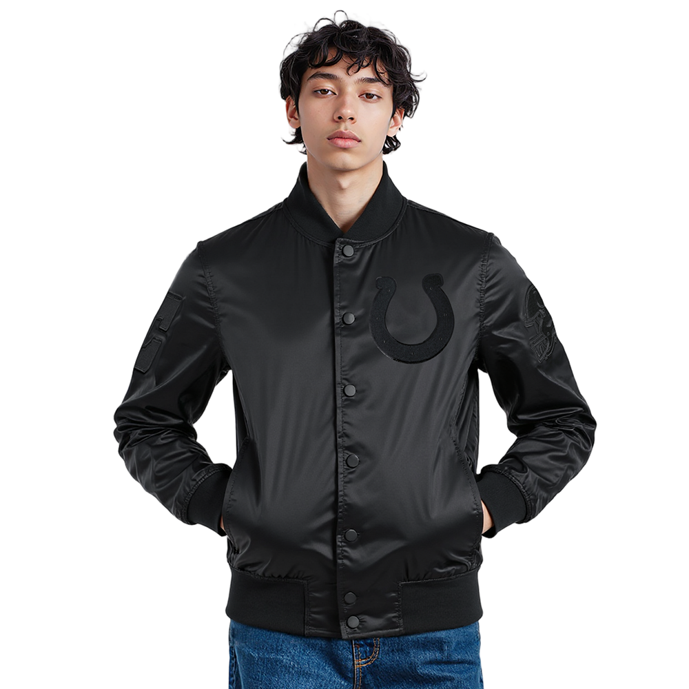 NFL INDIANAPOLIS COLTS TRIPLE BLACK BLOUSON EN SATIN POUR HOMME (TRIPLE NOIR HOMME)