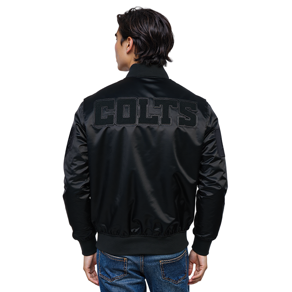 NFL INDIANAPOLIS COLTS TRIPLE BLACK BLOUSON EN SATIN POUR HOMME (TRIPLE NOIR HOMME)